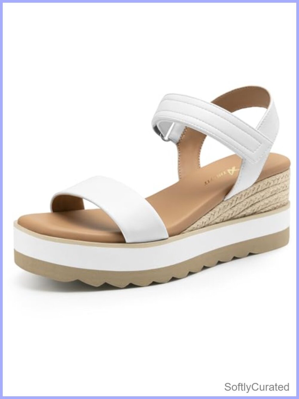 Espadrille Platform Wedge Sandals 2.7 inch Heel PU Leather Adjustable Strap